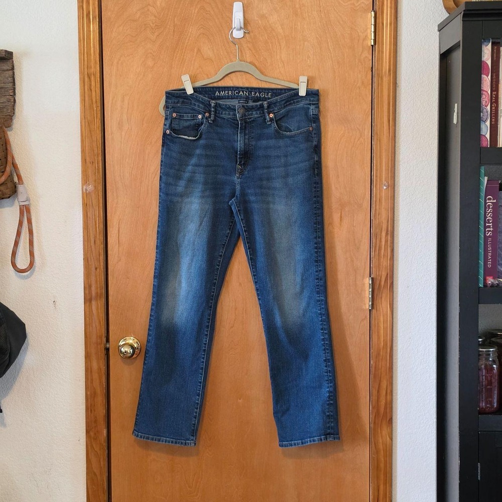 American Eagle Airflex+ Mens Original Bootcut Jeans Medium Wash 34x32 Stretch